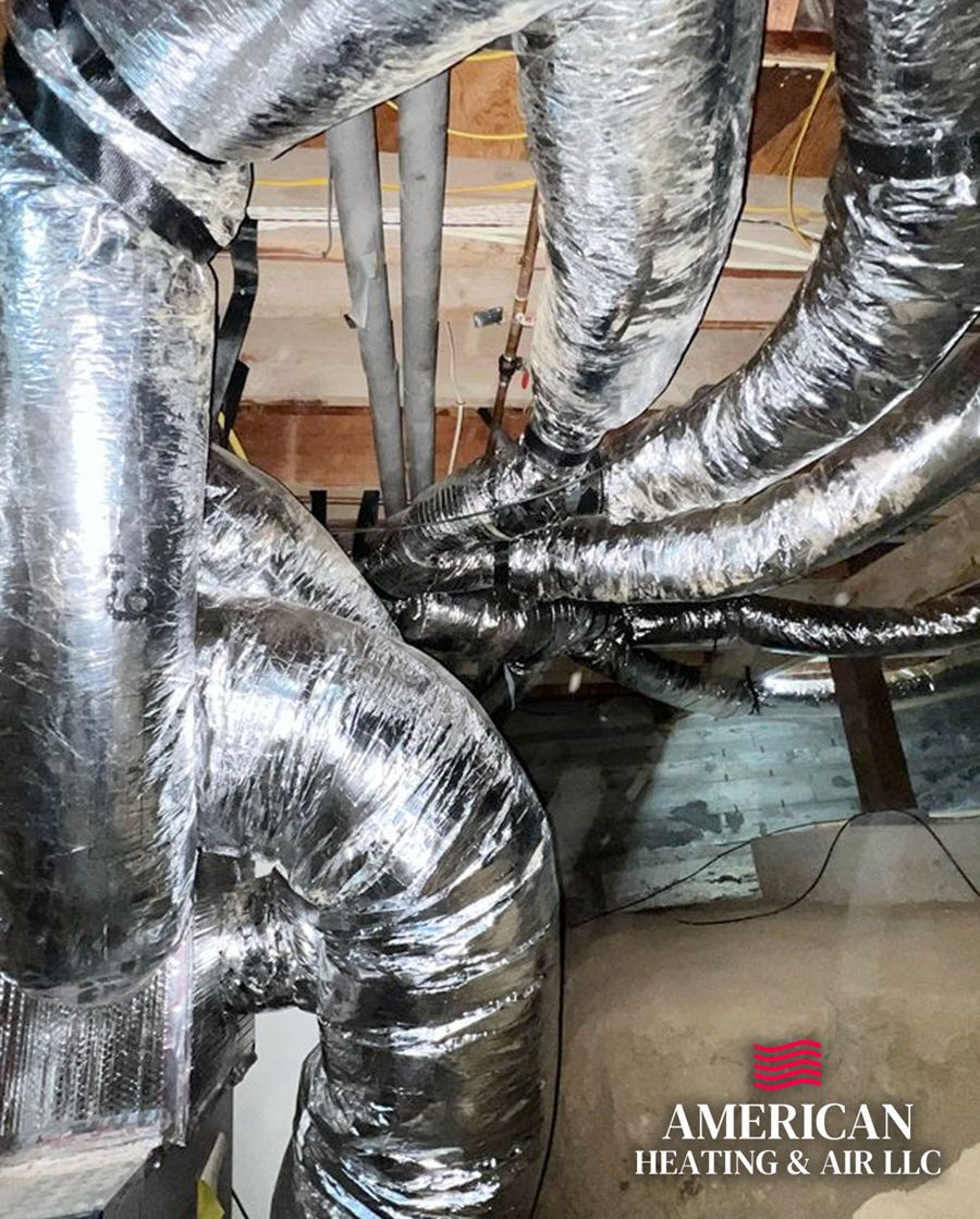 Insulated flex ducting run in an attic